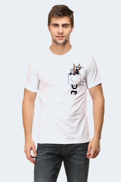 Pocket Panda DTF Print on White T-Shirt for POD Dropshipping in India